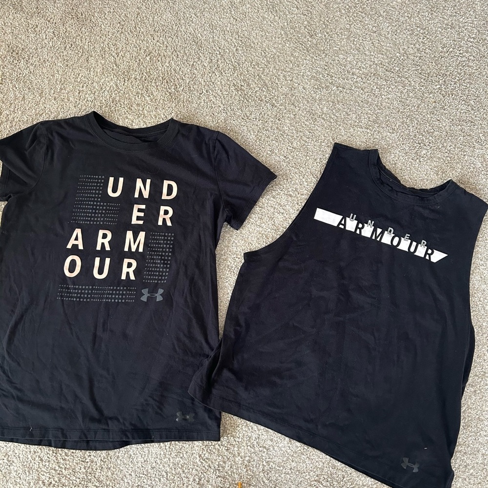 Women's UA tank and t shirt. Good used condition. Lightly worn. Medium